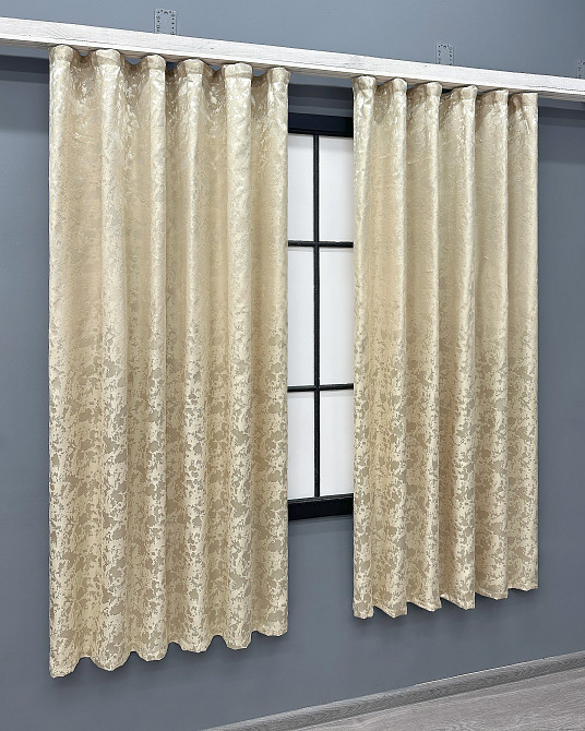 Комплект коротких штор VR-Textil Льон мармур Pavliani ХО № 1909ш Кремовий 130х170 см 2 шт (35-0412) Київ - фото 3