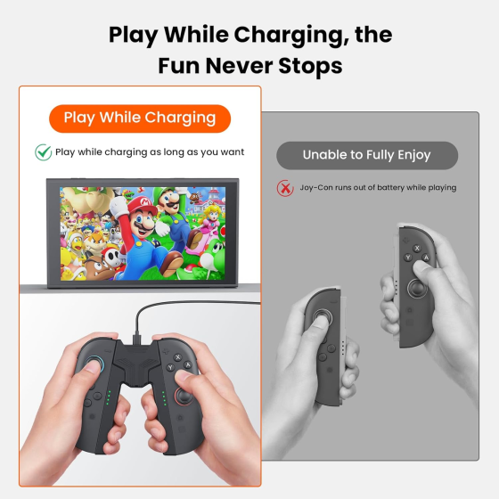 Беспроводная ручка держатель GEEKERA для Switch 2 — V-образное эргономичное зарядное устройство для Joy-Con с кабелем USB Type-C B Киев