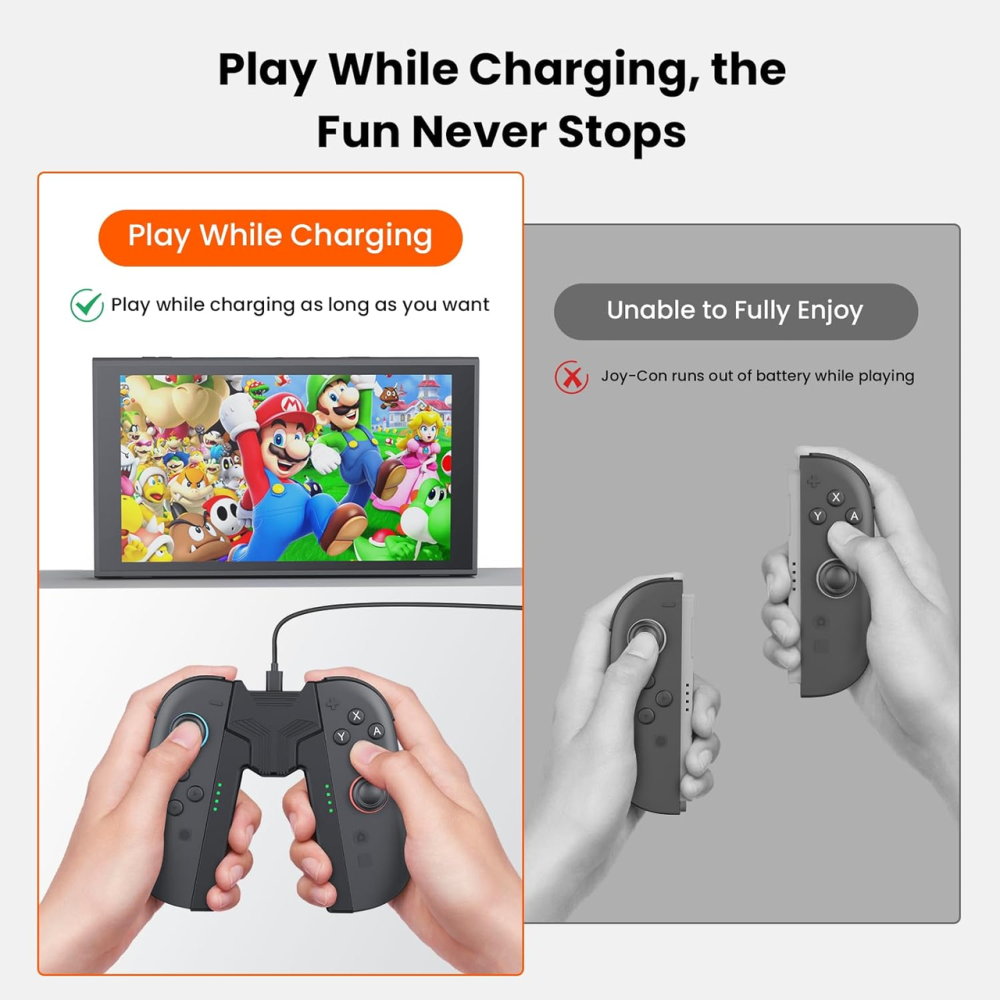 Беспроводная ручка держатель GEEKERA для Switch 2 — V-образное эргономичное зарядное устройство для Joy-Con с кабелем USB Type-C B Киев - изображение 3