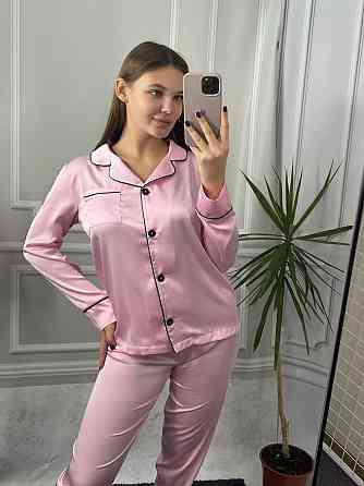 Комплект шовковий трійка сорочка з шортами і штанами Зефірний L Харків