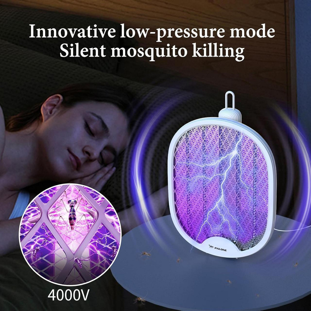 Электрическая мухобойка с УФ-подсветкой, ловушка для насекомых комаров портативный аккумуляторный уничтожитель Киев - изображение 6