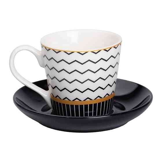 Liling Rongxiang Ceramic порцелянова чашка з чорним блюдцем 200 мл RX-N24708WH Київ