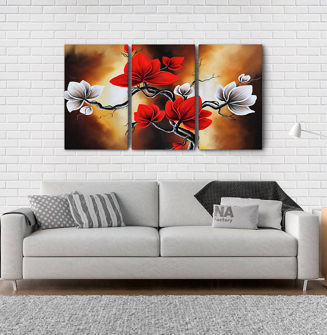 Модульная картина Абстракция Цветы  (53x100см)  Аrt-156_3А Киев - изображение 2