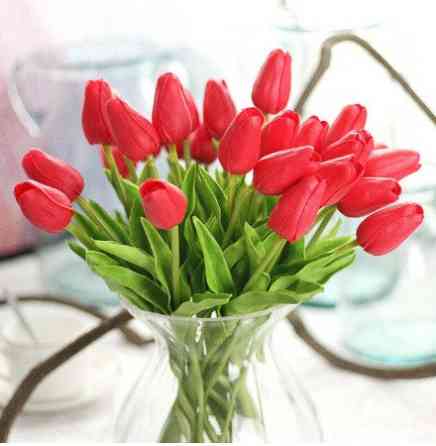 Штучні тюльпани 5 штук 34 см червоний Київ