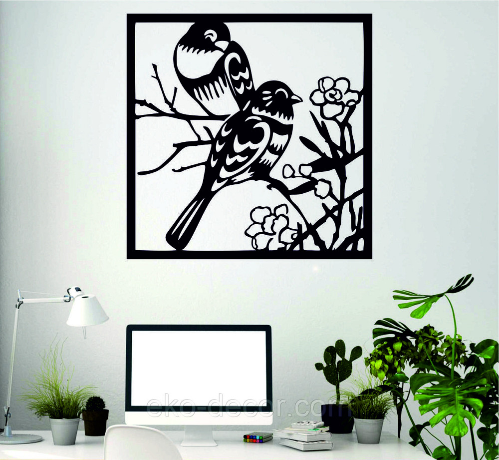 Декоративне настінне Панно «Пташки у квітах», Декор на стіну 70*70 см, Чорний Київ - фото 4
