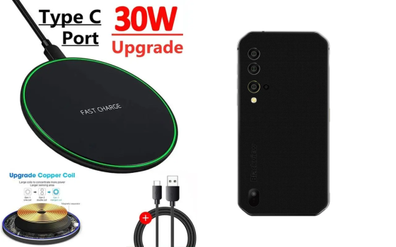 Беспроводное зарядное устройство Copper до 30W для Blackview BV9900, BV9900 Pro, USB-C, LED Киев