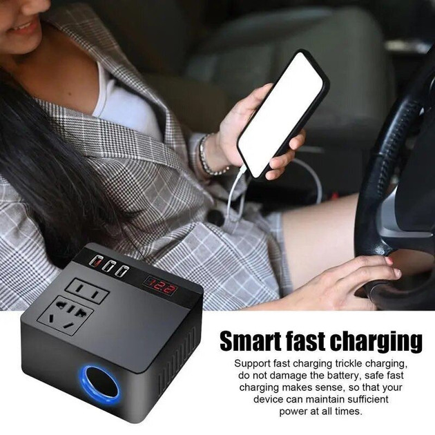 Автомобільний інвертор-перетворювач AC/DC з 12В/24В на 220В/120W + LCD (екран) 3хUSB Вінниця - фото 10