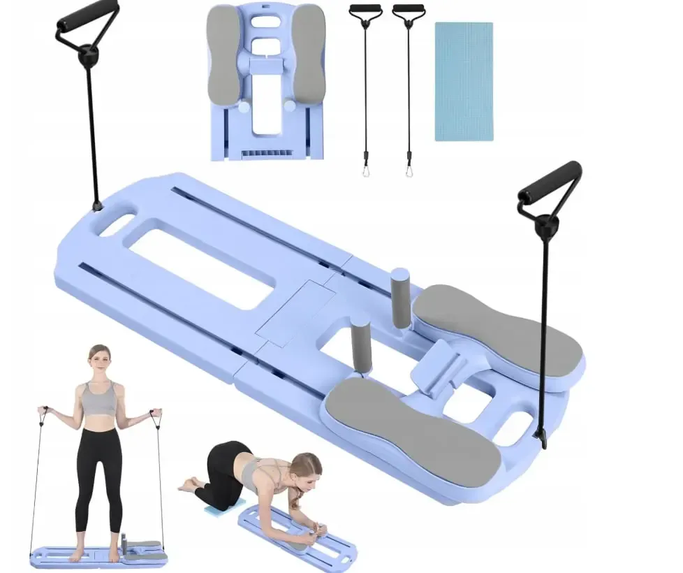 Тренажер напольныйдля пилатеса MM3000 для пресса и ног, с резинками Синий Коломия - фото 2