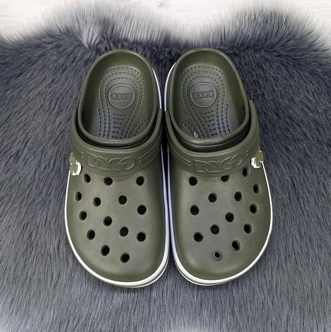 Сабо крокси жіночі олива пінка легкі з прикрасою хакі для жінок і дівчат Одеса - фото 4