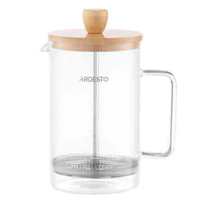 Френч-прес Ardesto Midori, 800мл, боросилікатне скло, бамбук, прозорий (AR1009WL) Вінниця