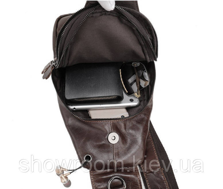 Мужская сумка на грудь (слинг) Leather Collection (371) brown Киев - изображение 3