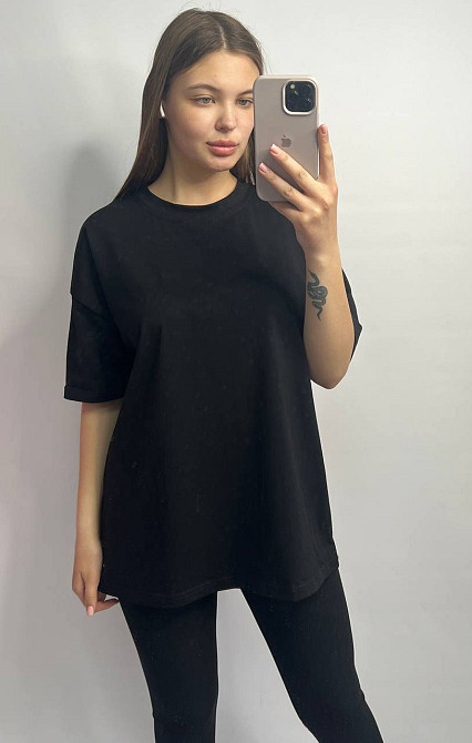 Футболка базовая оверсайз Черный 3XL/4XL Харьков - изображение 2