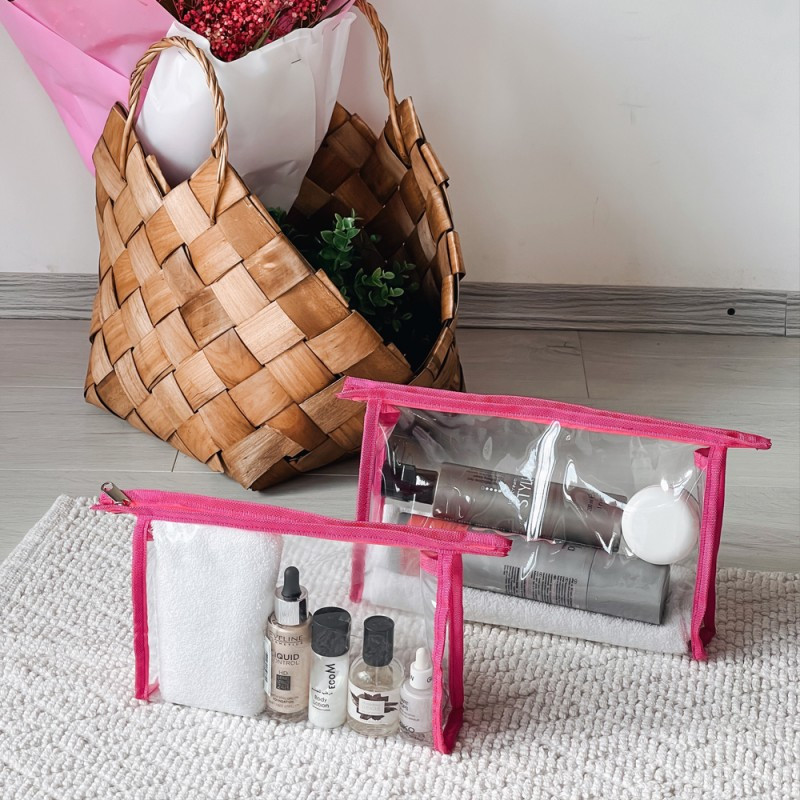 Набор силиконовых косметичек для путешествий 2шт (Розовый) Сумы - изображение 2