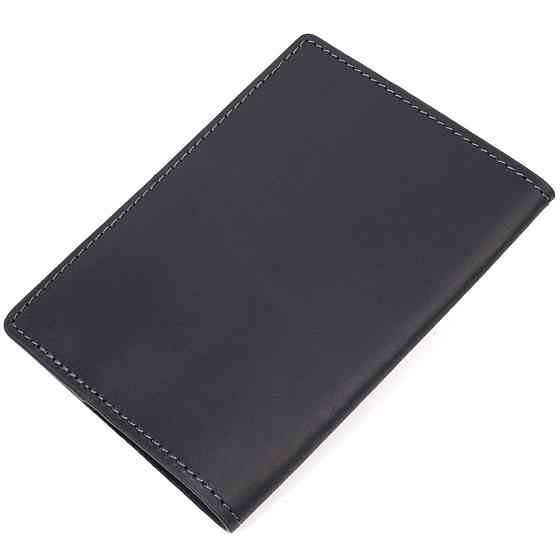 Стильна обкладинка на паспорт у вінтажній шкірі Серце Чорна (GRANDE PELLE) Київ