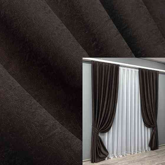 Комплект готових штор VR-Textil Льон Парма № 1087ш Венге 150х270 см 2 шт (30-895) Київ