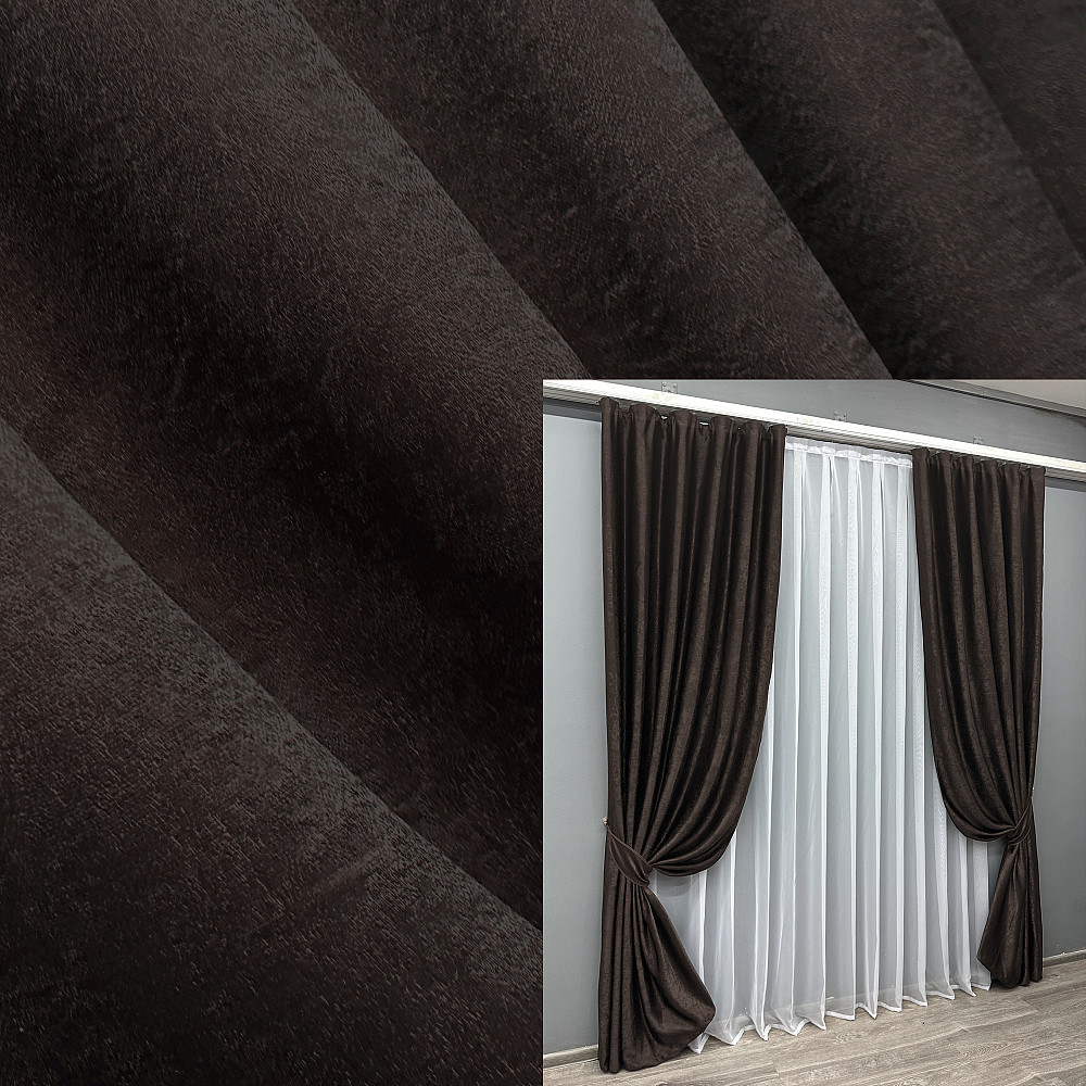 Комплект готових штор VR-Textil Льон Парма № 1087ш Венге 150х270 см 2 шт (30-895) Київ - фото 1