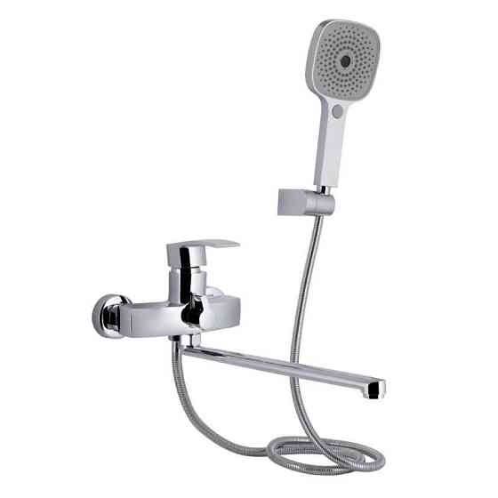 Смеситель для ванны с длинным поворотным изливом, c душевым гарнитуром Qtap Swan Eco QTSWA2601CRM45533 Chrome Харьков