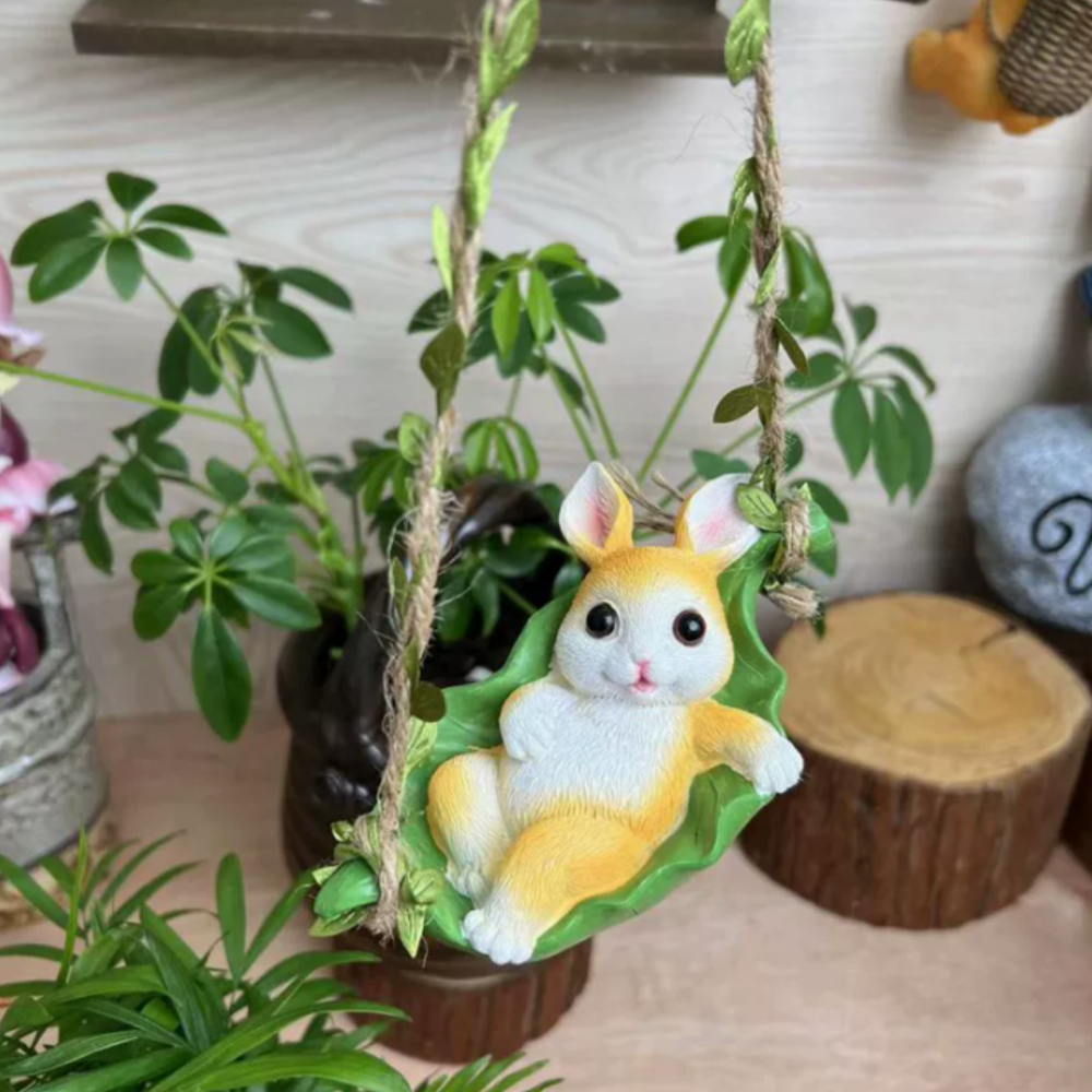 Кролик Мрійник у гамаку 15 х 9 см Полістоун. Для міні-саду. тераси, саду, балкону Одеса - фото 3