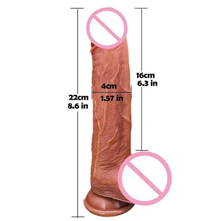 Реалістичний вібратор із поступальними рухами та підігрівом 22 см - Коричневий Вінниця - фото 7