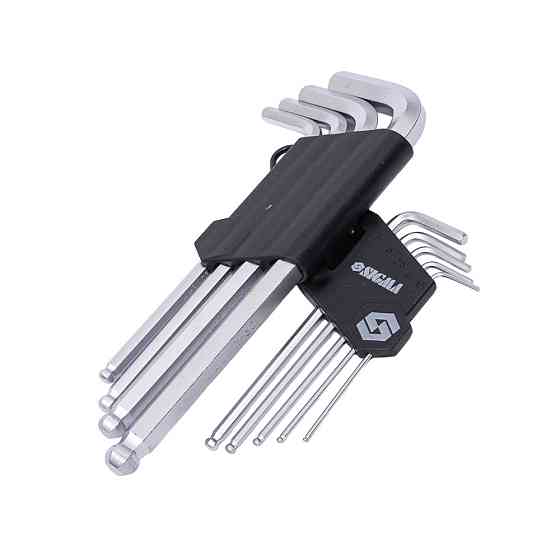 Ключи шестигранные 9шт 1.5-10мм CrV (средние шар) SIGMA (4022121) Киев