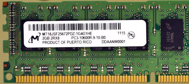 Модуль памяти MICRON 2 ГБ PC3-10600R DDR3-1333  ECC 2RX8 CL9 240 PIN 1.5 В (MT18JSF25672PDZ-1G4G1HE) Днепр - изображение 3