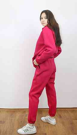 Костюм женский теплый спортивный на флисе кофта на змейке Малиновый 50/52 Харьков