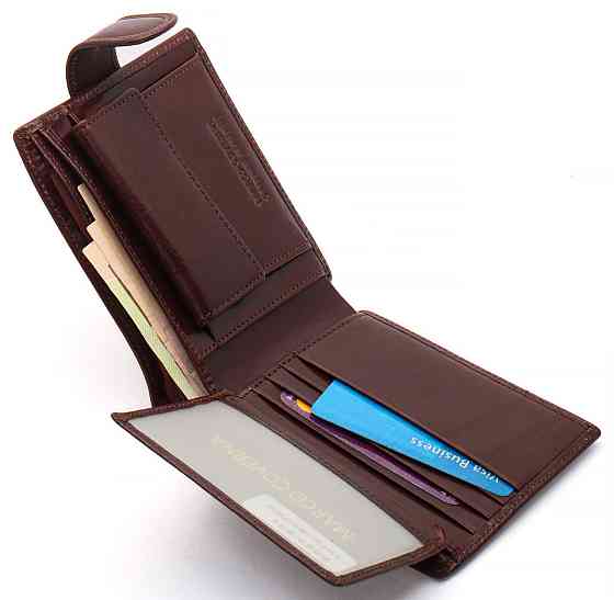 Коричневе чоловіче портмоне на кнопці з натуральної шкіри Marco Coverna B047-801 Кам'янське