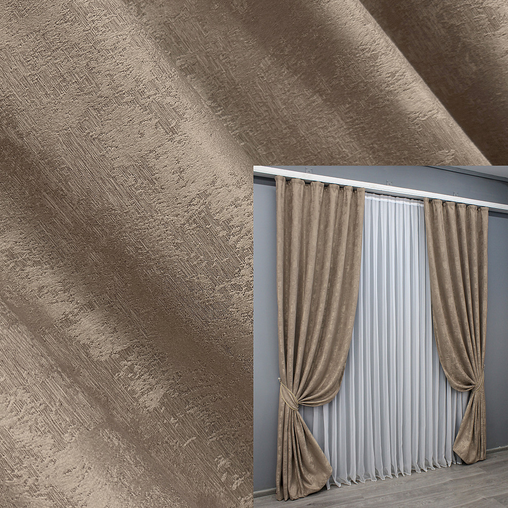 Комплект готовых штор VR-Textil Жакард Sultan XO № 1682ш Какао 125х290 см 2 шт (39-0042) Киев - изображение 1