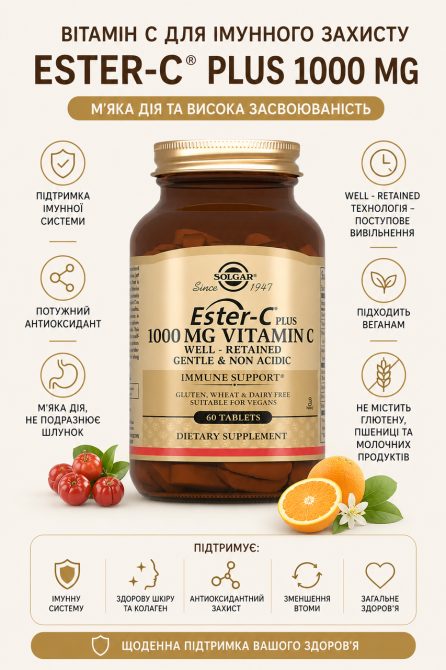Витамин С Solgar Ester-C Plus 1000 мг Vitamin C 60 табл Киев - изображение 6