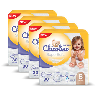 Подгузники Chicolino Super Soft Размер 6 (16+ кг) 30 шт, 4 Упаковки (4823098414674) Винница - изображение 8