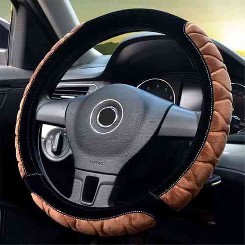 Обплетення чохол на кермо каркасний, плюшевий, 37см, БЕЗ ОБТЯЖКИ, коричнева Вінниця