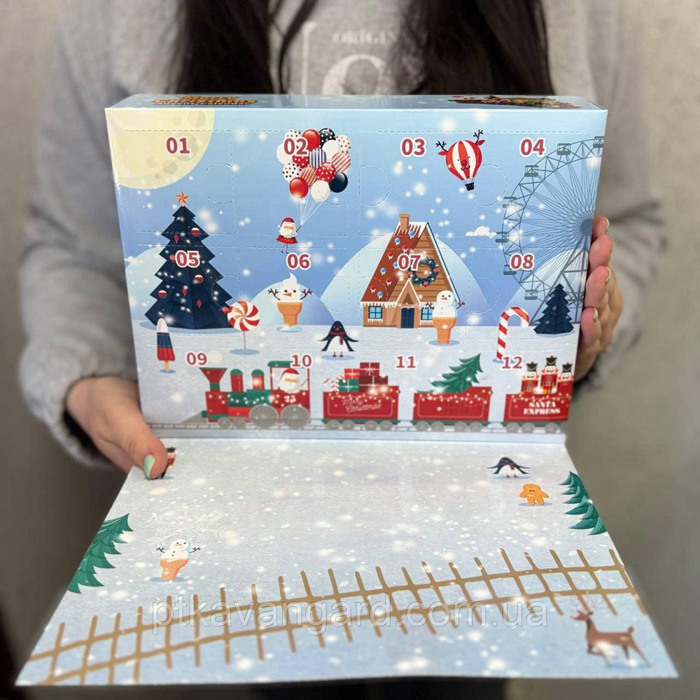 Новогодний адвент календарь конструктор рождественский поезд и ёлка, 544 деталей, 6в1, 12 окошек 8972-4 Хмельницкий - изображение 2