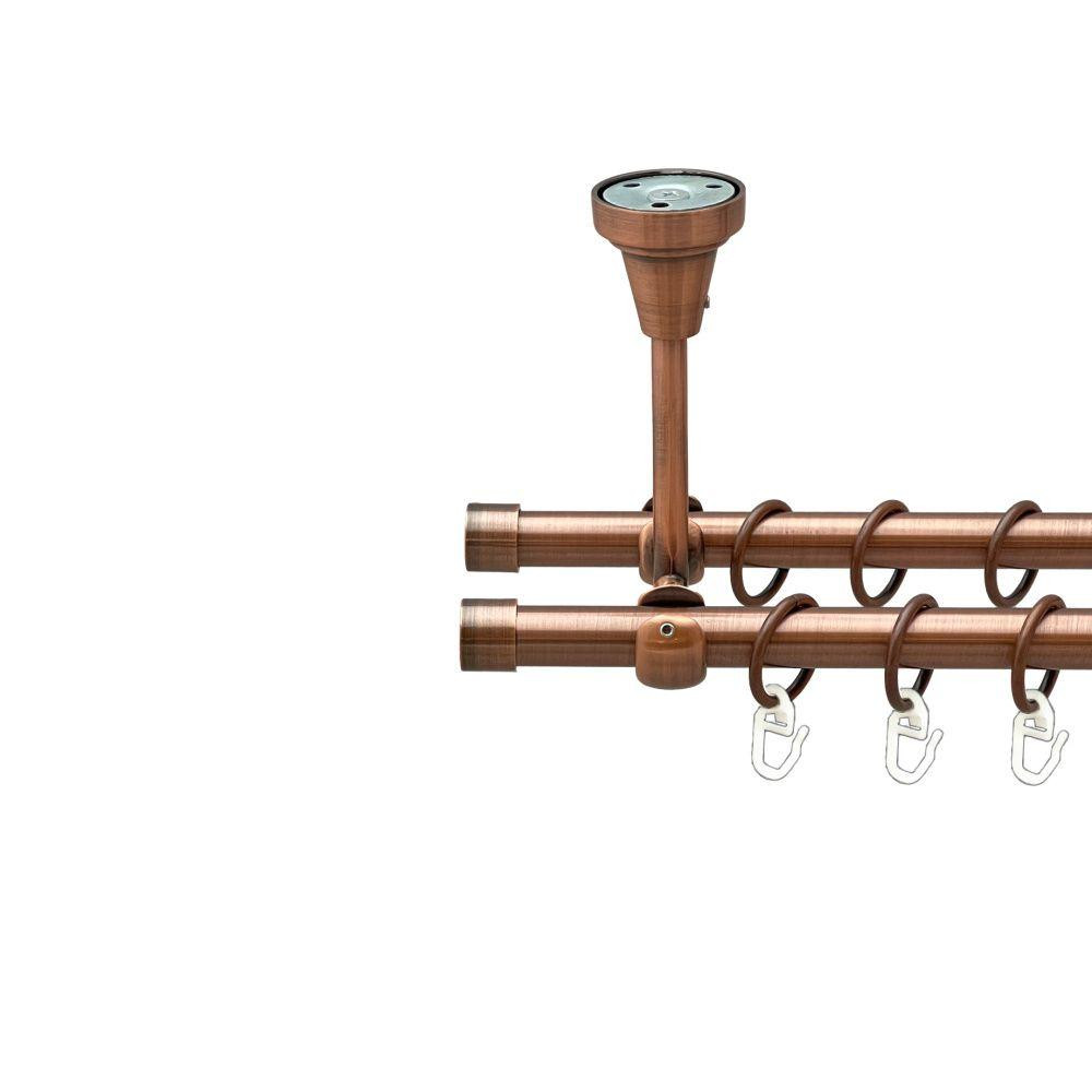 Карниз Orvit Заглушка металевий дворядний відкритий до стелі гладка труба кільце металеве Мідь 16\16 мм 240 см (00-00020109) Львів - фото 1