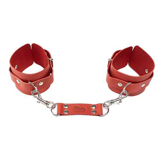 Наручники из натуральной кожи Flirty Leather - Red, KC00019 Sex Aura Киев