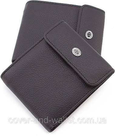 Оригінальний шкіряний чоловічий гаманець чорного кольору ST Leather Київ - фото 1