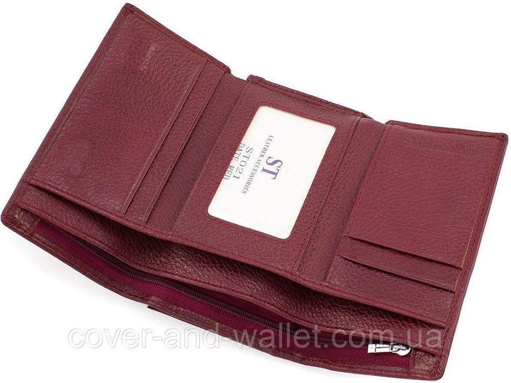 Компактний жіночий гаманець бордового кольору із натуральної шкіри ST 617-1 Київ - фото 7