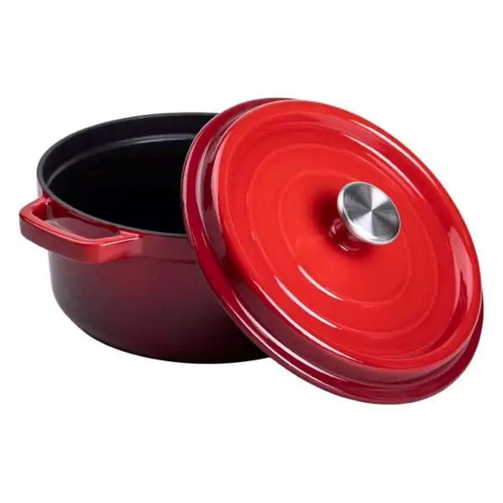 Каструля чавунна емальована 3 л з кришкою Ø24 см Червона HP-1-3R Київ - фото 3