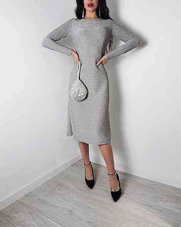 Жіноче романтичне святкове плаття міді з люрексу Сірий, 42/44 Одеса