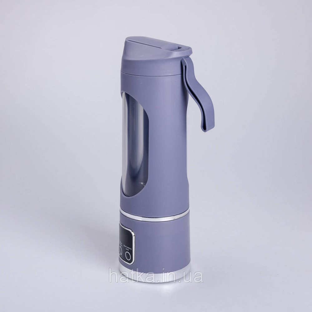 Портативний блендер для смузі на акумуляторі 450 мл блендер пляшка 25 Вт USB Сірий Київ - фото 3