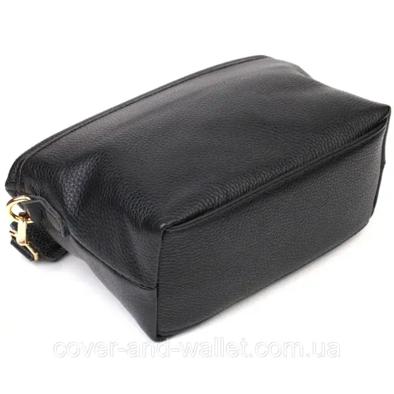 Небольшая женская сумка на плечо из натуральной кожи черного цвета Leather Collection Киев