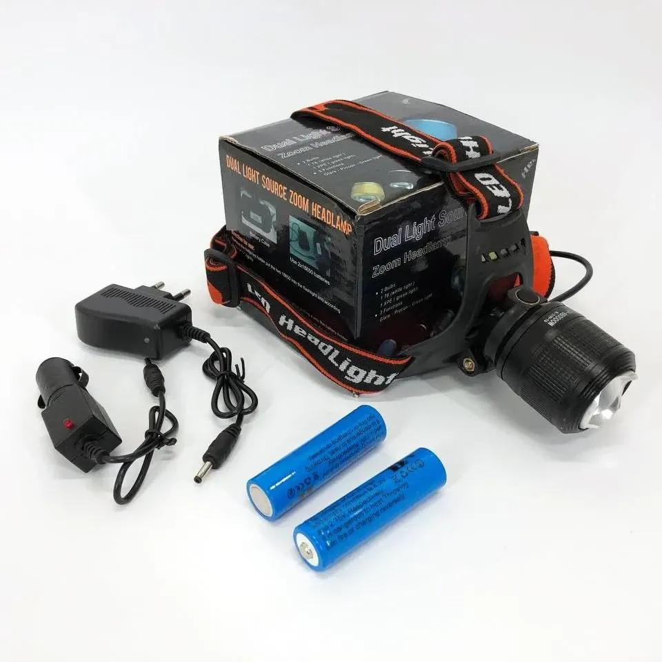 Налобний ліхтарик BAILONG BL-2199-T6 з 3 режимами роботи, дальність до 800 м, комплект із 2 акумуляторів 18650 Одеса - фото 7