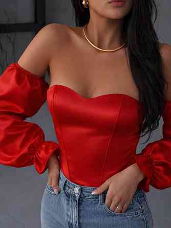 Жіночий романтичний привабливий укорочений корсет атлас Scarlet Червоний, S/M Одеса