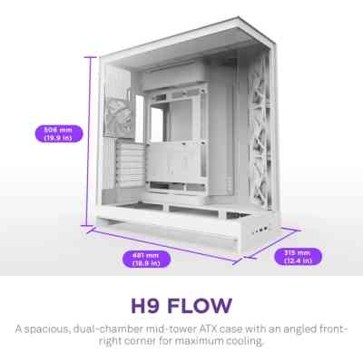 Корпус NZXT H9 Flow Dual-Chamber All White (CM-H92FW-01) Винница