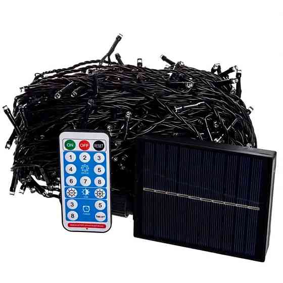 Новорічна гірлянда вулична 50 м 500 LED з сонячною батареєю чорний провід Синій SB500L50MBBL Київ