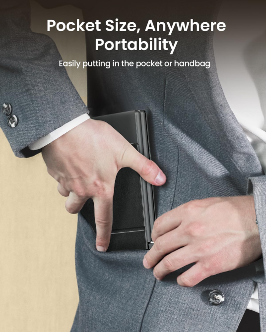 Складана Bluetooth клавіатура ProtoArc XK04 бездротова портативна з чохлом з PU шкіри для iPad iPhone планшета чорна Київ - фото 10