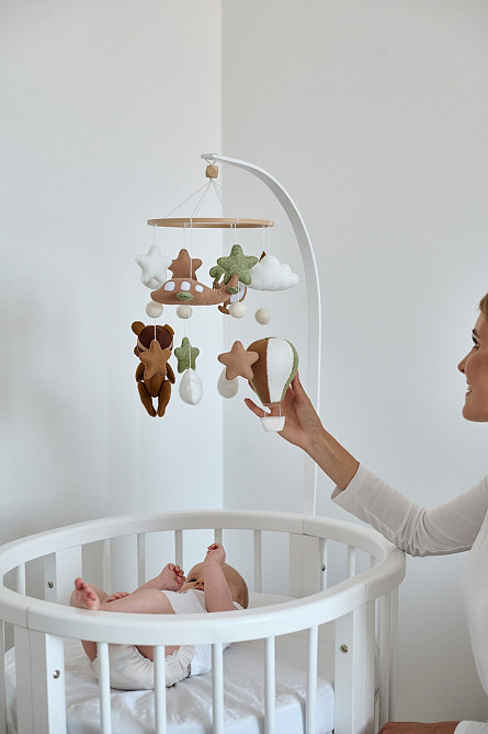 Дитячий мобіль на ліжечко для немовлят WooolyWool «Ведмедик-льотчик» Київ - фото 5