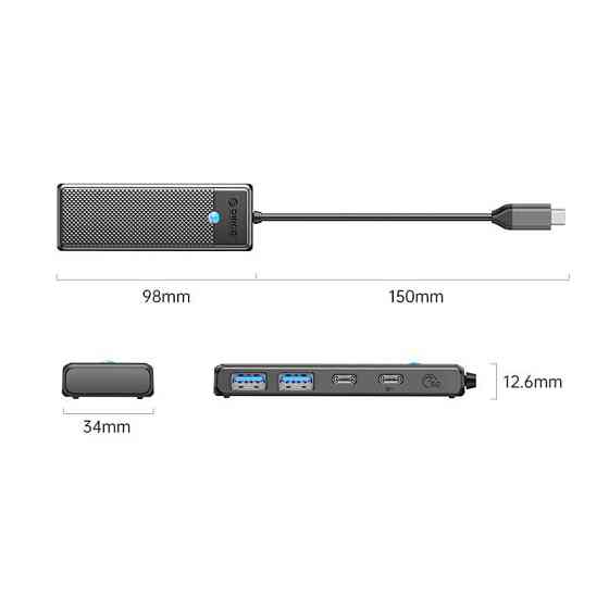 Концентратор USB Type-C Orico PAPW Series PAPW2AC-C3-015-BK-EP Black (CA914210) ( Чорний ) Харків
