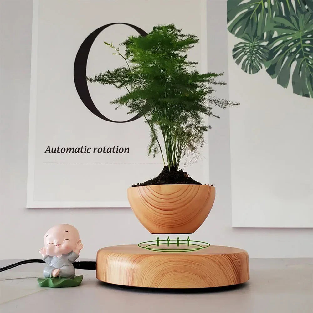 Магнітний левітаційний горщик для рослин HCNT Magnetic Levitating Pot M10-PS Wood Grain Київ - фото 3