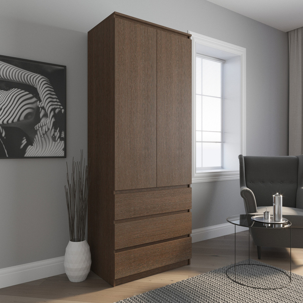 Шафа для одягу VAYS R-9, 3 шухляди, штанга, без ручок, ЛДСП, 80×50×211 см – для спальні, вітальні, передпокою Львів - фото 7