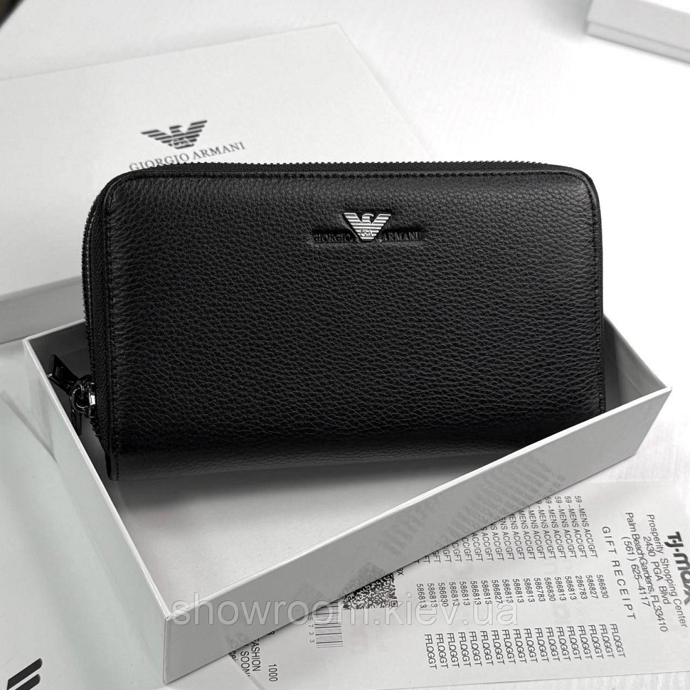 Кожаный брендовый кошелек клатч на два отделения Armani (6614) Киев - изображение 1